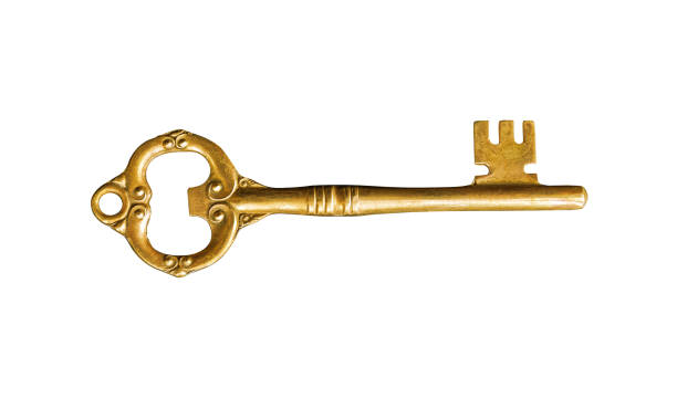 istock Golden old retro master key vintage isolated on white background with clipping path 1440430613