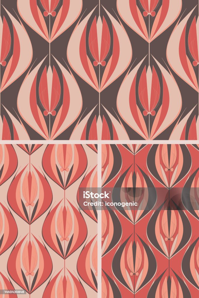 Ogee Pattern Simple Red Tulip Ogee Seamless Vector Pattern Stock Illustration - Download ...