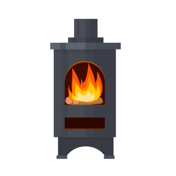 Heating stove. Wood-burning stove Wood-burning stove, vector illustration wood burning stove stock illustrations