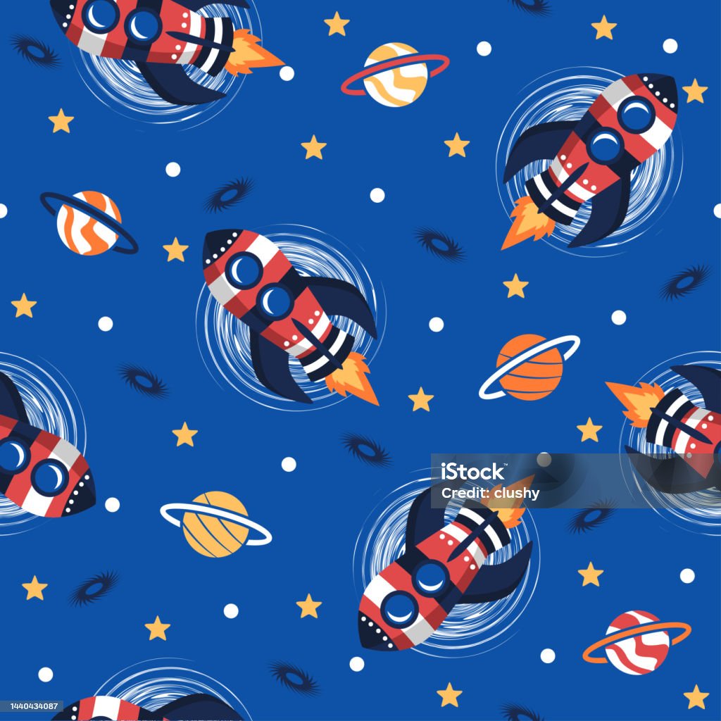 Rocketship Pattern Background Rocket Space Cartoon Vectors Pattern Background Stock Illustration ...