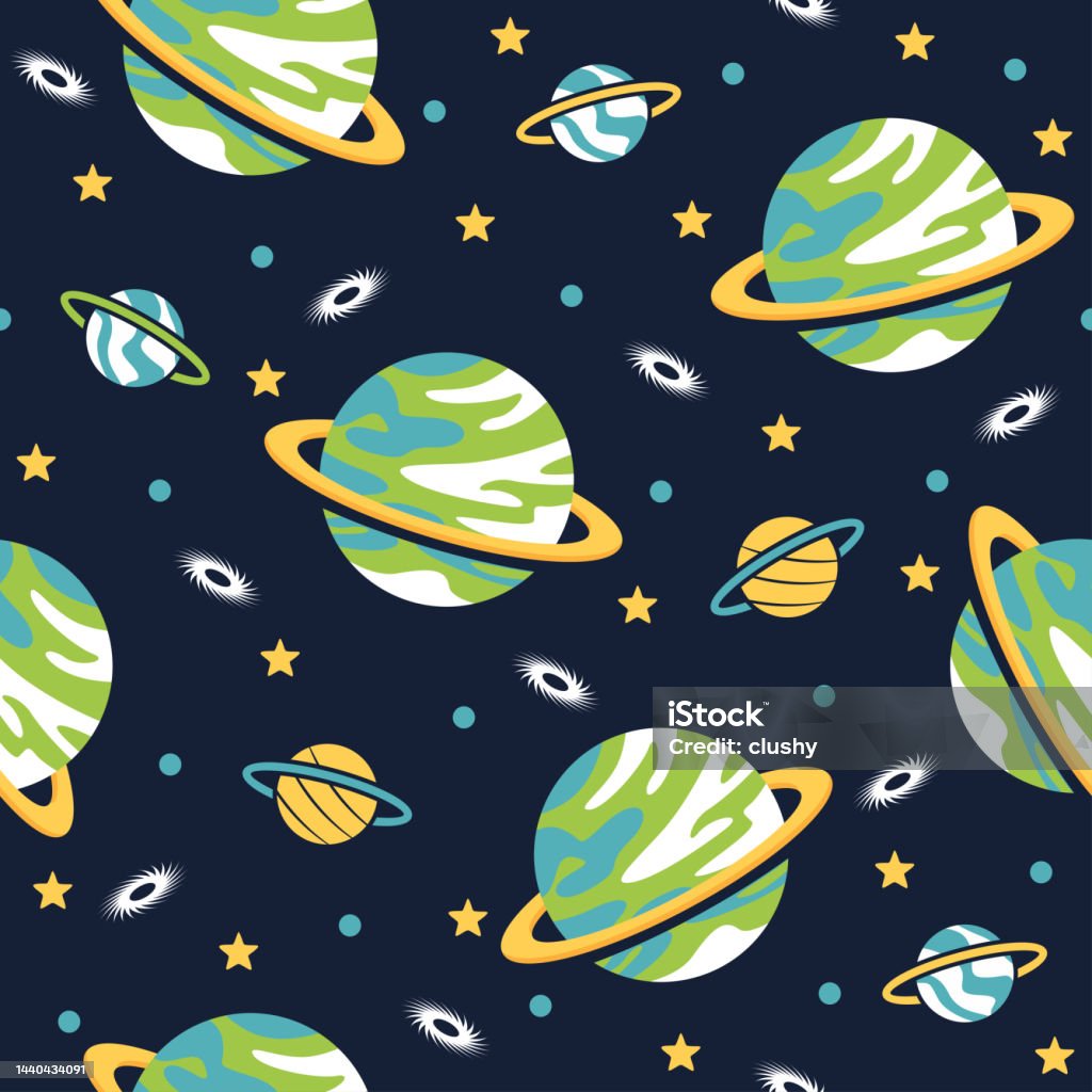 Planet Vector Pattern Planet Cartoon Vectors Pattern Background Stock Illustration - Download ...