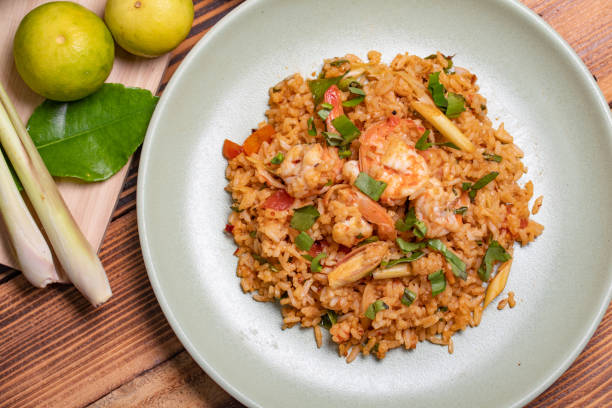istock Fried rice with tom yum goong in a plate 1440437512
