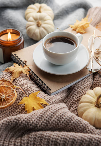 istock White pumpkins, coffee and autumn leaves 1440440642