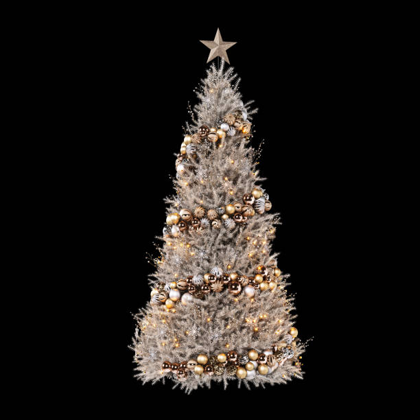 istock Snowy Christmas tree on black background 1440446292