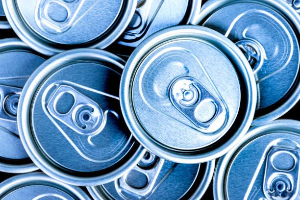 istock Close up aluminum can lids used for containing beverages 1440447258
