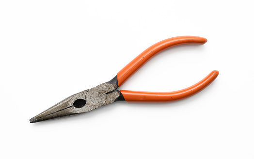 Old pliers isolated on white with clipping path.