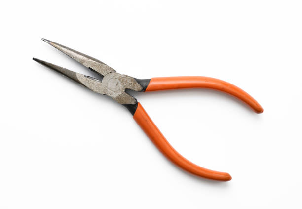 Old pliers isolated on white with clipping path.