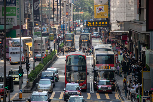 2022 Nov 10,Hong Kong.Traffic is fluid on Nathan Road in Mong Kok, Kowloon.