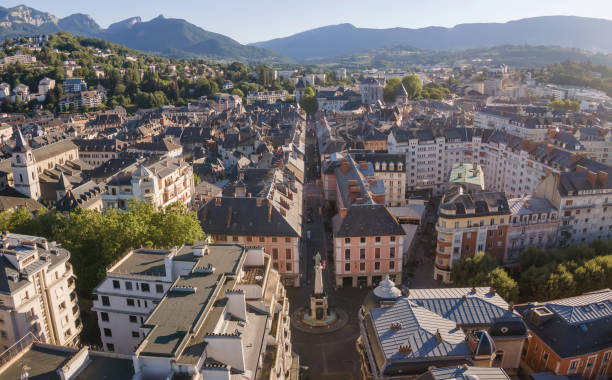 Chambery panoramic view, France stock photo