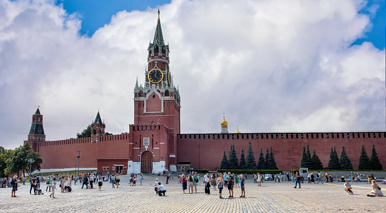 Moscow, Russia's famous Red Square is an architectural wonder that includes the Kremlin, Saint Basil's Cathedral, GUM Department Store and Lenin's Mausoleum. It is filled with tourist and local residents day and night.