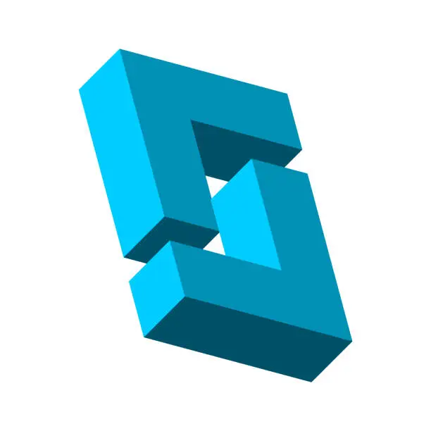 Vector illustration of Isometric two L letter logo template. Angled 3D S letter. Geometric block shapes fit together.