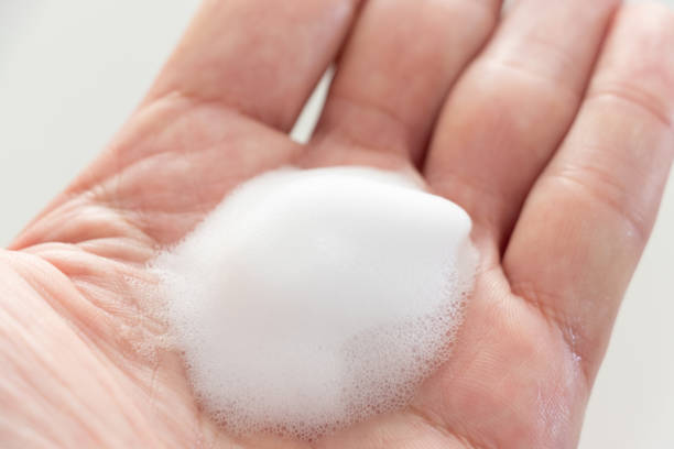 White foam on the palm