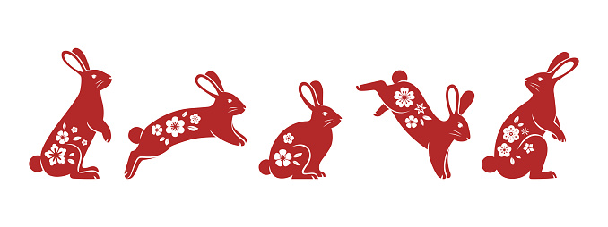 Chinese Lunar new year collection. Flat vector illustration.