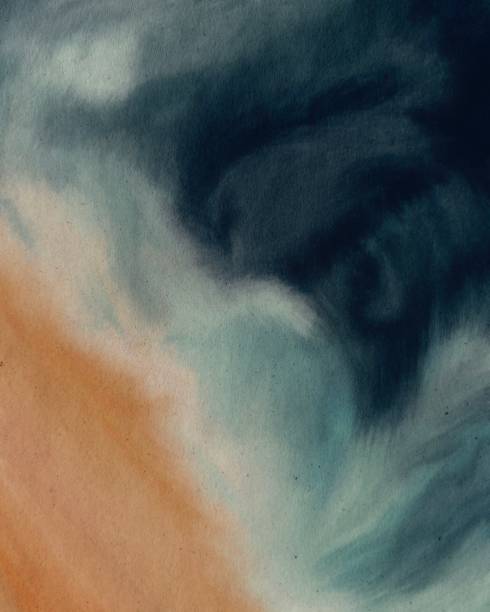 istock Ocean waves, top view, depth, rough paper, wallpaper texture, part of the coast is visible 1440464377