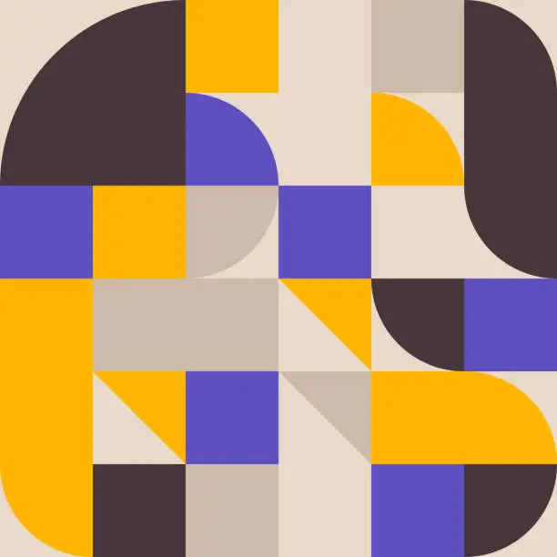 Vector illustration of Seamless square pattern in bauhaus style