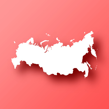 White map of Russia isolated on a trendy color, a bright red background and with a dropshadow. Vector Illustration (EPS file, well layered and grouped). Easy to edit, manipulate, resize or colorize. Vector and Jpeg file of different sizes.