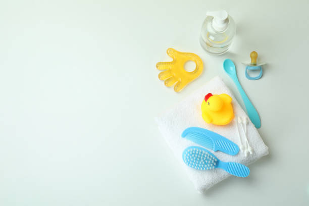 istock Different baby hygiene accessories on white background 1440469535