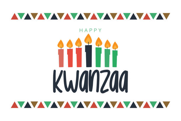 illustrations, cliparts, dessins animés et icônes de happy kwanzaa lettering vector stock illustration - kwanzaa