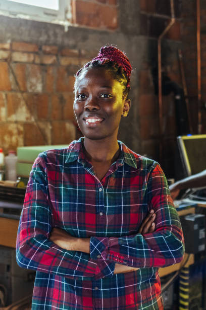 istock Female team leader, carpenter 1440473064