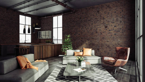 istock Living room loft in industrial style 1440475338