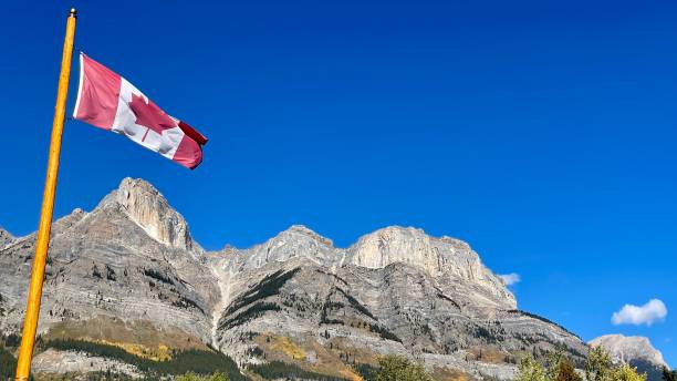 istock Canadian flag at Saskatchewan River crossing 1440476193