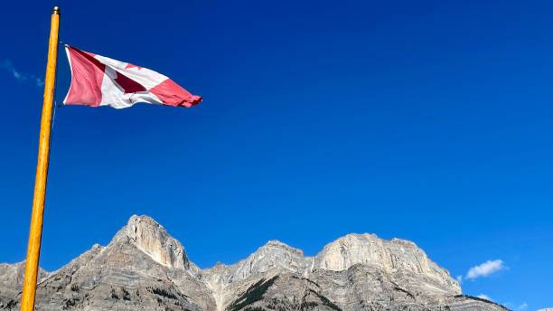 istock Canadian flag at Saskatchewan River crossing 1440476417