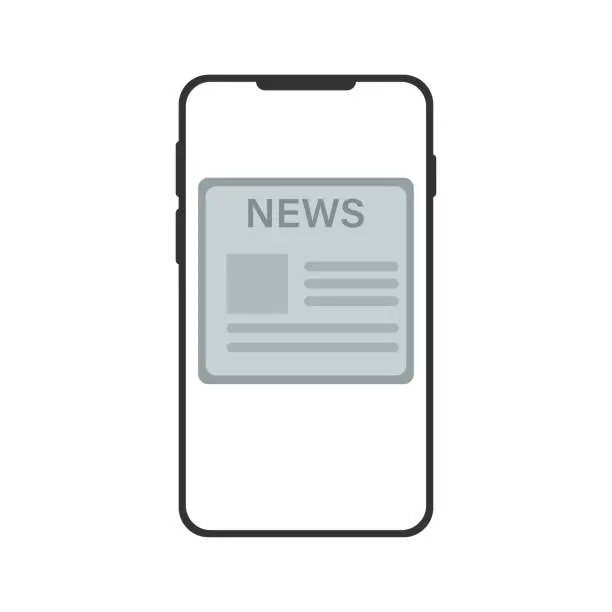 Vector illustration of Phone with news on a white background. Vector illustration