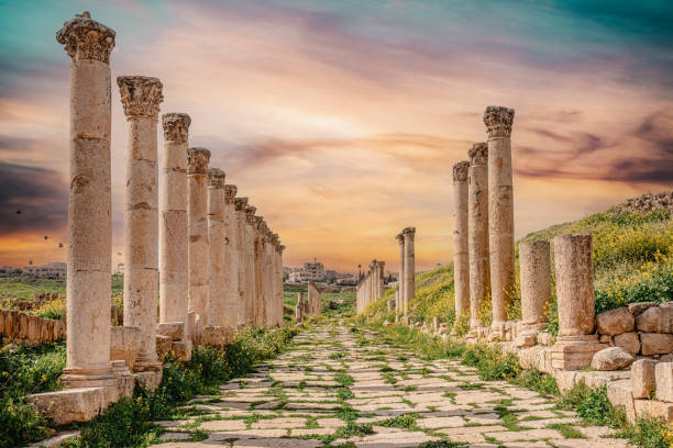 ruins of the city of Jerash ruins of the city of Jerash in Jordan ancient history stock pictures, royalty-free photos & images