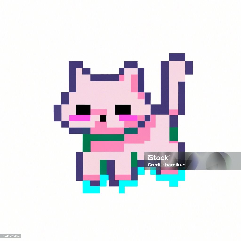 Dễ Thương Mèo Con 8 Bit Pixel Biểu Tượng Minh Họa Nghệ Thuật Hình ...