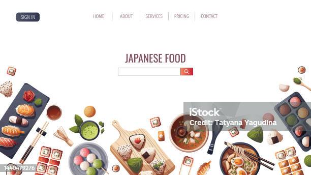 Desain Halaman Web Dengan Sushi Sup Miso Ramen Onigiri Dango Mochi Teh Matcha Makanan Jepang Desain Halaman Web Dengan Sushi Sup Miso Ramen Onigiri Dango Mochi Teh Matcha Makanan Jepang