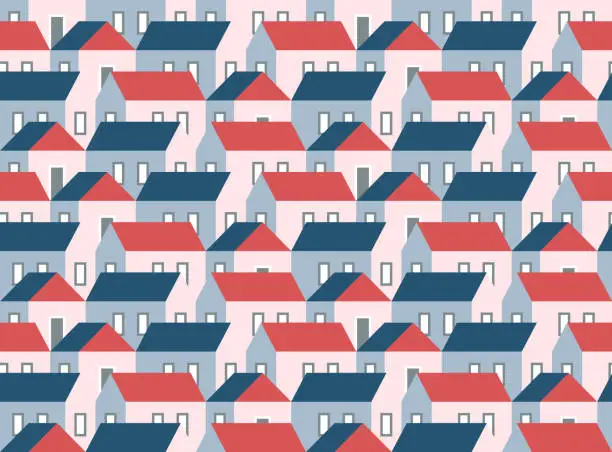 Vector illustration of Seamless pattern of simple houses