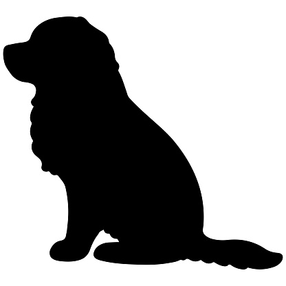 Simple and adorable Mountain Dog Silhouette Sitting in side view