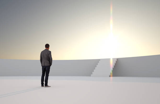 istock abstract businessman in front of background - 3D Illustration 1440483039