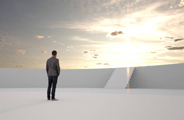 istock abstract businessman in front of background - 3D Illustration 1440483042