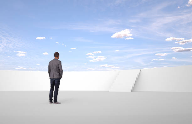 istock abstract businessman in front of background - 3D Illustration 1440483059