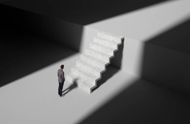 istock abstract businessman in front of background - 3D Illustration 1440483074