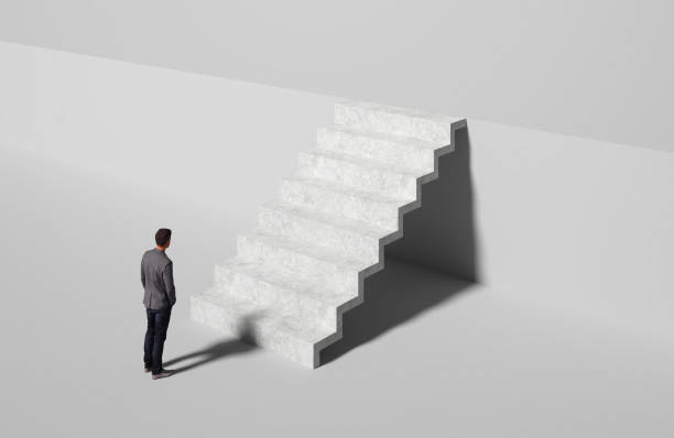istock abstract businessman in front of background - 3D Illustration 1440483084