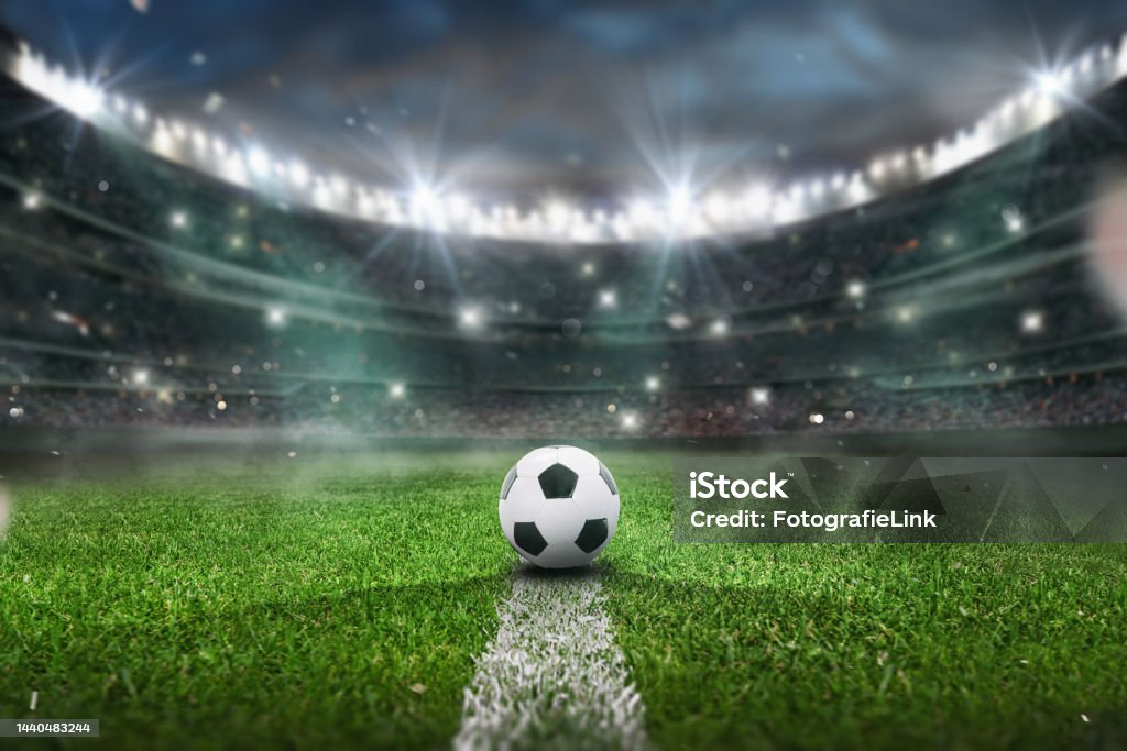soccer stadium - ball center, midfield Soccer Stock Photo