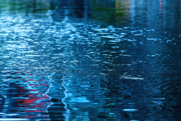 istock Blue river water surface with ripples and light reflection. Texture of clean freshwater of Nissan river in town of Halmstad in Sweden. 1440486107