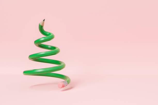 Spiral green pencil as Christmas tree