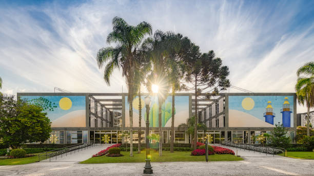 Building of Curitiba City Hall at sunset, Parana State, Brazil.