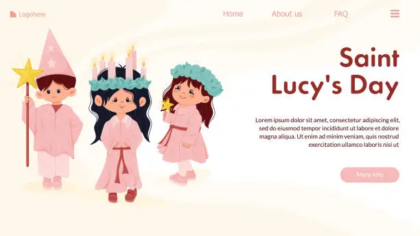 Vector illustration of Saint Lucy's day landing page template