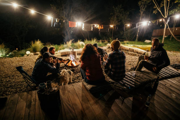 istock Group of people enjoying glamping 1440502680