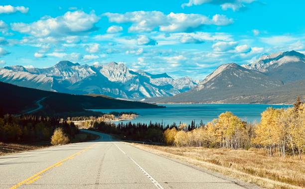Icefield parkway in the autumn Jasper banff national park David Thompson hwy stock photo