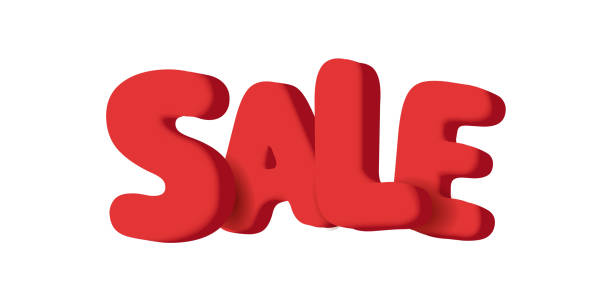 istock Big red 3d letters sale, rounded shapes isolated 1440506679