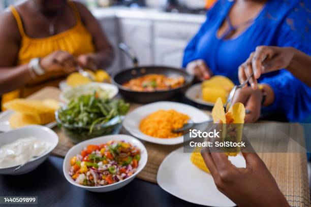 Excited For Their Tacos Stock Photo - Download Image Now - Taco, Family, Eating