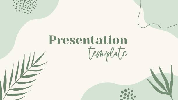 Presentation vector template. Natural floral green background with organic shapes and palm leaf vector art illustration