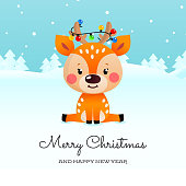istock Merry Christmas and Happy New Year card template 1440517868