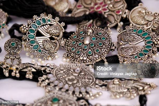 Indian Traditional Jewellery Displayed In A Street Shop For Sale In Pune Maharashtra Indian Art Indian Traditional Jewelry Stock Photo - Download Image Now