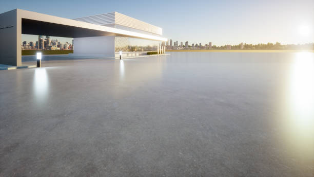 istock 3d rendering of concrete floor and auto showroom for background. 1440521162